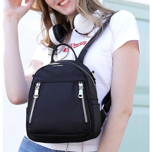 2020 Casual Nylon Backpack Women Black Waterproof Nylon School Bags For Women High Quality Fashion Travel Tote Backpack