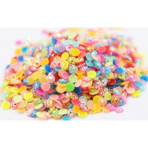 Jelly Crystal Mix AB Colors Sunflower 4mm,5mm,6mm Facets FlatBack Resin Rhinestone Nail Art Garment Decoration Stones/Beads