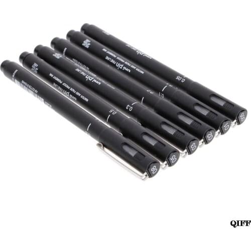 Drop Ship&Wholesale 6pcs Drawing Pen Ultra Fine Line 005 01 02 03 05 08 Needle Point Painting Pens APR29