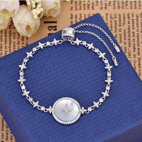Luxury Bracelet Zircon Star Accessories Natural Shell Clover Adjust Bracelets For Women Pulseras ZK30