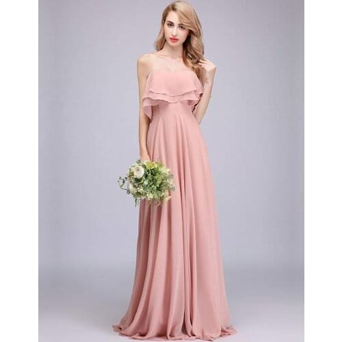 CloverBridal Off The Shoulder Chiffon Cheap Bridesmaid Dresses Floor Length A-line robe de soirée de mariage WB9929