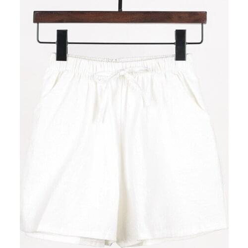 Summer new trend loose linen cotton linen large size student sports casual shorts women wide-leg pants