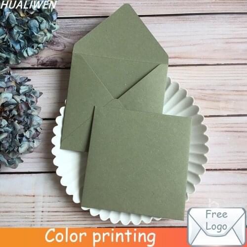 Custom Earth Paper Vintage Green Envelope 16cm X16cm Gift Envelope Wedding Invitation Envelope Postcard Envelope