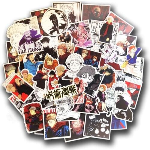 50pcs Anime Jujutsu Kaisen Sticker Sorcery Fight Itadori Yuuji Stickers Waterproof Decals Skateboard Sticker For Laptop Suitcase
