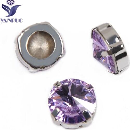 YANRUO 1122 All Sizes Violet Rivoli Sewing Crystals DIY Glitter Gems Craft Point Back Strass Glass Rhinestones On Clothes