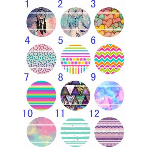 Handmade Colorful picture Round Glass Cabochons Refrigerator magnet for Necklace Decoration and Phone Chain Accessarie394