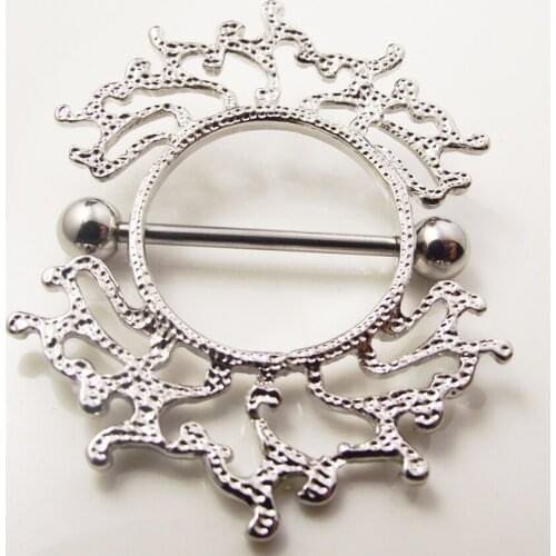 2 piece New 14G Surgical Steel Sexy Nipple Ring Sun Flower Women Body Piercing Jewelry