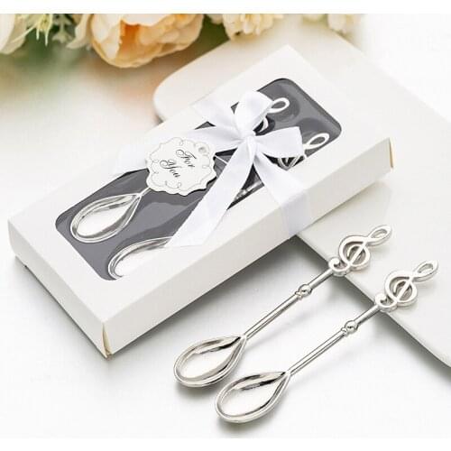 200pcs For your Special Day gifts of Silver Music Note Coffee Spoon Wedding gifts For Tea themed Party favors NO340