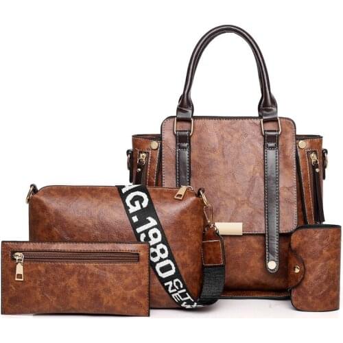 4Pcs/Sets Women Handbags Leather Shoulder Bags Female Large Capacity Casual Tote Bag Bucket Purses And Handbags Sac A Main Femme