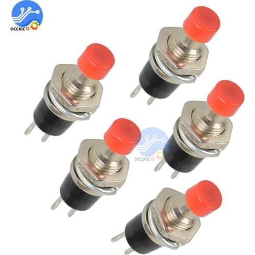 5PCS Red PBS-110 Lockless ON/OFF Push button Switch Press the reset switch