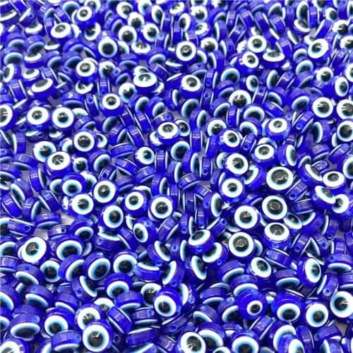 50Pcs 8/10mm Oval Beads Evil Eye Resin Spacer Beads for Jewelry Making DIY Bracelet Beads Accessories #01