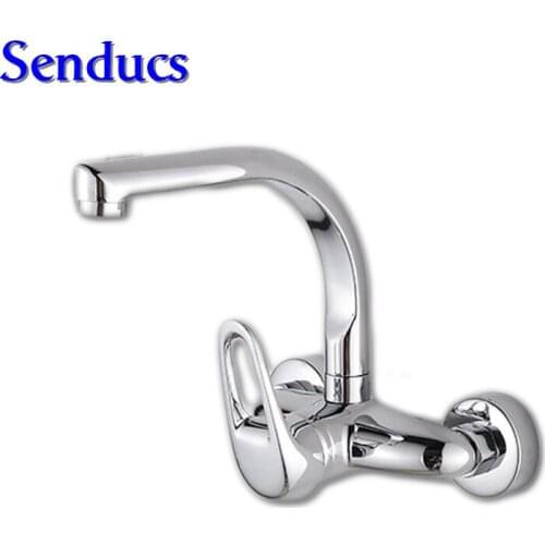 Free shipping solid brass kitchen sink faucet with single handle dual hole kitchen water faucet by hot cold kitchen sink faucet