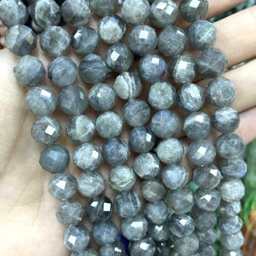 4 6 8 10mm Natural Genuine Faceted Labradorite Loose Spacer Beads For Jewelry DIY Making Bracelet Necklace Earrings Accessories