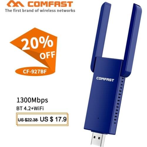 CF-927BF bluetooth + wifi 2 in 1 Network Card Wi fi Adapter 2.4G 5ghz 1300Mbps PC Laptop Computer Bluetooth Transmitter Dongle