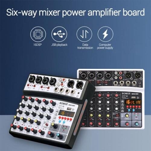 Digital Mini Microphone Sound Mixer Sound Card Karaoke Mixer Audio Professional 6 Channel -Studio Audio Mixing Console Amplifier