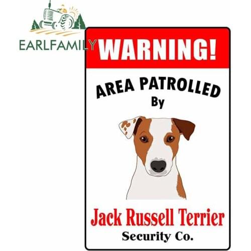 EARLFAMILY 13cm x 8.5cm For Jack Russell Warning Sign Car Stickers Trunk Decal Vinyl Material Scratch-Proof Suitable for RV