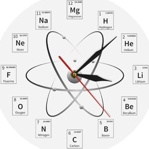 Chemistry Classroom Wall Art Chemical Element Periodic Wall Clock Chemical Symbols Modern Minimalism Wall Watch Gift For Teacher