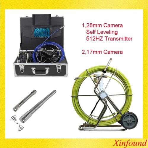 120m Cable 28mm Self Leveling 512HZ Transmitter Camera Head Pipeline Drain Sewer Inspection Camera System Recording