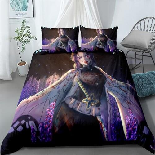 Japan Demon Slayer Bedding Set Cartoon Anima Lovers Duvet Cover For Adults Single Size Bed Set Children Pillowcase Home Textiles