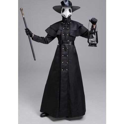 Anime Halloween Adult Plague Doctor Cosplay Costume Set Fashionable Ant-Man Crow Mouth Mask Cosplay Halloween Stage Costume