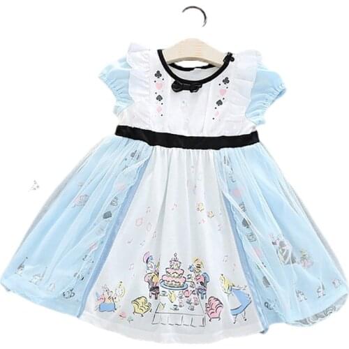 Little Girl Princess Costume Children Baby Girl Alice Dress Newborn Baby Alice in Wonderland Costume Kids Birthday Party Dress