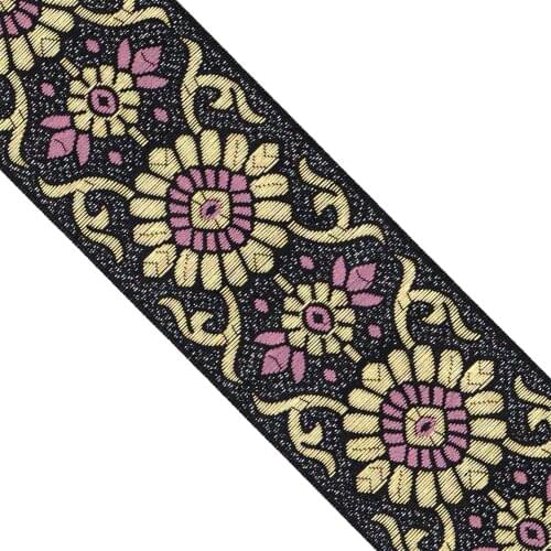 ZERZEEMOOY 5.5cm 10y/lot Zakka Handmade Accessories DIY Flower Woven Jacquard Ribbon With National Embroidery Ribbon Trim