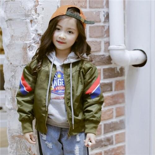 Hot Girls Striped Jacket Windbreaker for Girls Kids Fashion Loose Coat Spring Girls Baseball Uniform Long Sleeve Jacket for Girl