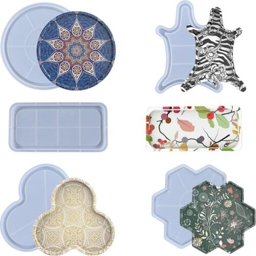 Tray Epoxy Resin Mold Serving Plate Board Coaster Silicone Mould DIY Crafts Ornaments Home Decorations Casting Tools