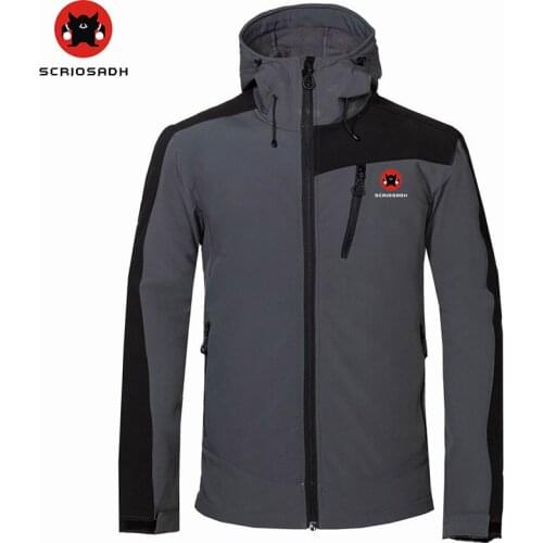 2019 New Autumn Men Soft shell Hiking Jackets Outdoor Camping Trekking Climbing Hooded Coat Waterproof Thermal Fleece Jacket