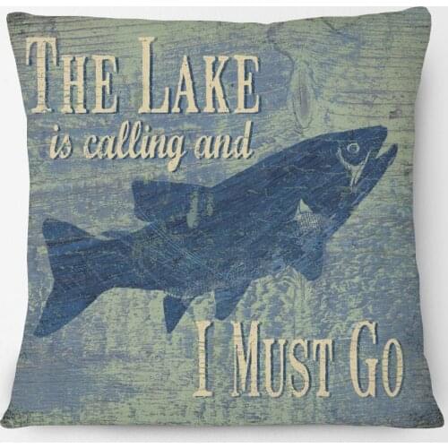 Country Fish Whale Turtle The Lake Cushion Cover Pillow Case For Sofa Couch Decoration