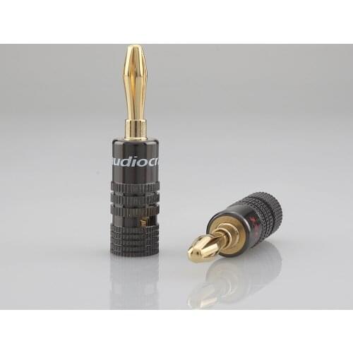 High Quality Closed Screw 24K Gold Plated Banana Speaker Plug Connectors for Speaker Wire, Wall Plate,Audio Video HiFi speaker