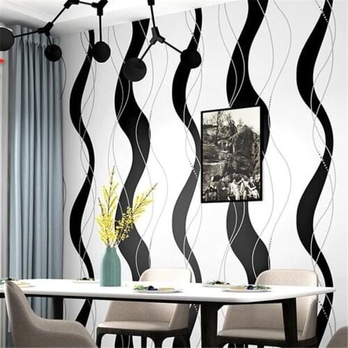 Wellyu Wave pattern wallpaper black and white vertical stripes modern nordic style living room tv background wallpaper