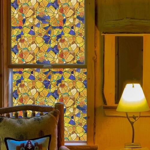 Window Film Static Cling Privacy Protection Glass Film Removable Home European Christian Church Stained Pattern Window Sticker