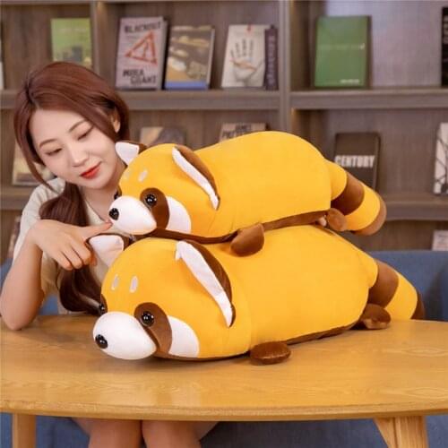60/80cm Cute Cartoon Flat Surface Raccoon Plush Toys Stuffed Lovely Animals Pillow Dolls For Kids Girls Birthday Gifts