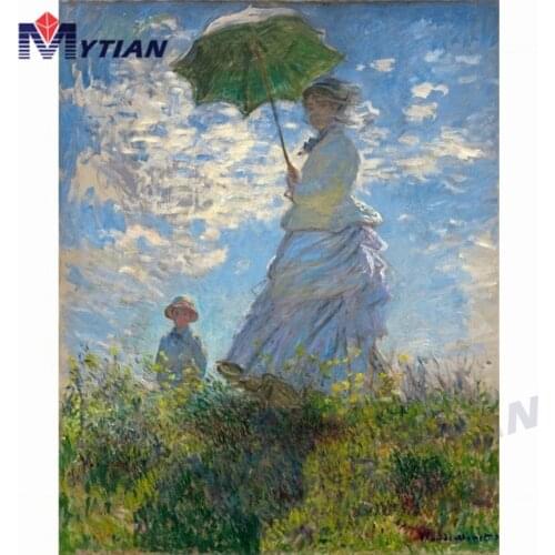 Full Square & Round Drill 5D DIY Diamond Painting Monet Woman with a Parasol Diamond Embroidery Kits Cross Stitch Home Decor