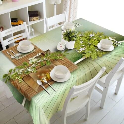 Custom 3D Tablecloth Fresh Potted Dustproof Thick Polyester Cotton Wedding Hotel Party Long Table Cloth Home Textile