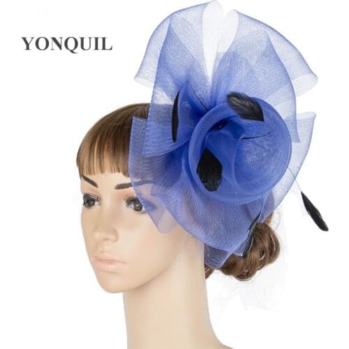 Retail Hot Sale Multiple Color Feather Fascinator Hats Mesh Millinery Headwear Good Quality Ladies Bridal Cocktail Hat MYQ076