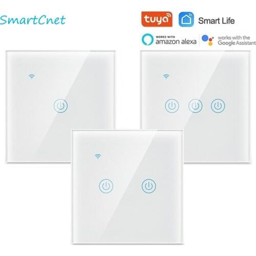 Touch Switch Smart Light Switch Panel Wall interruptor 1/2/3 Gang Tuya wifi light switch EU Standard Work with Alexa Google Home