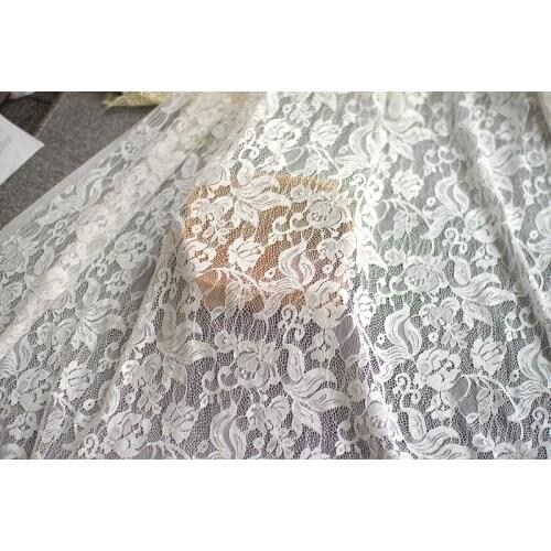 Wide Alencon Corded Floral Overlay Lace Fabric For DIY Sewing Summer Dress Dance Prom Flower Wedding Dress