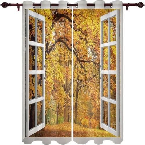 Outdoor Curtains Window Autumn Forest Living Room Kitchen Curtain Drape For Patio Garden Gazebo Yard Valance Cutains