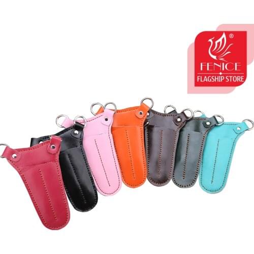 Fenice Leather Hairstylist Scissors Bag Pet Grooming Shear Holder Pink/Black/Blue