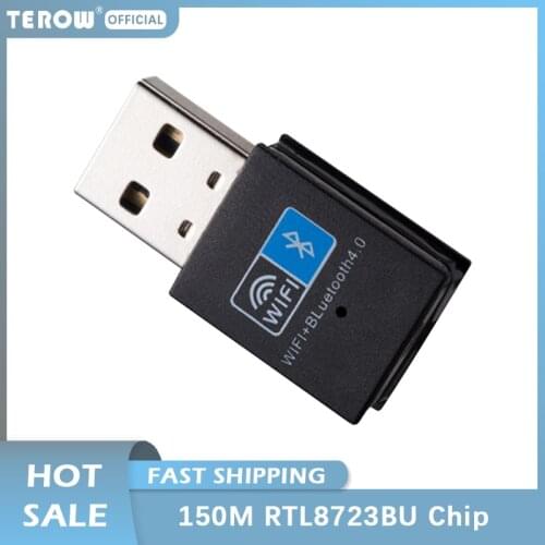 TEROW USB WI-FI Adapter Bluetooth-compatible4.0 150Mbps 2.4Ghz with RTL8723BU Chip Mini WiFi Antenna Computer Wi-Fi Network Card