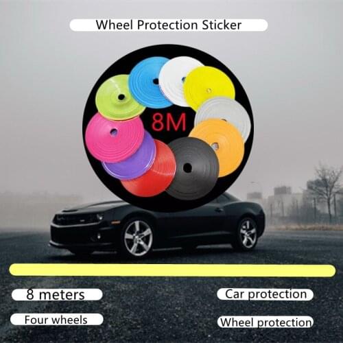 6 Colors Universal Fashion Car-styling Vehicles 8 Mm Wideth TPE 8 M/Roll Prevent Scratches Wheel Rim Protector Sticker Car Hub T