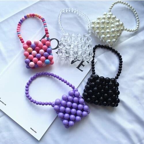 Vintage Mini Pearl Shoulder Bag for Women 2021 New Lady Brand Hand-woven Beaded Party INS Small Flap Bag Tote Cross Body Handbag