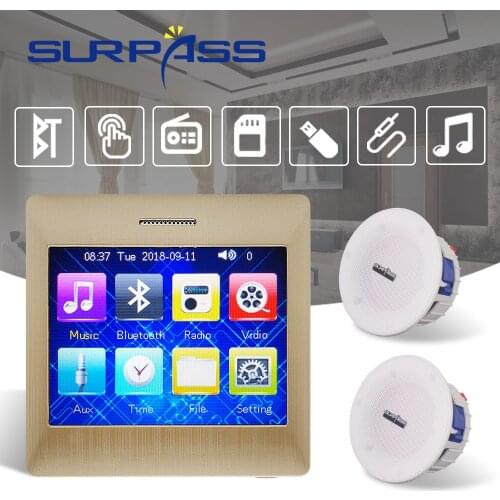 Bathroom Waterproof Bluetooth Stereo Wall Amplifier Ceiling Speaker Fm Radio Home Audio Music Player Theater System Class D Amp