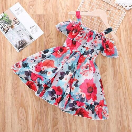 #VW Toddler Children Baby Girls Dress Ruffle Sleeveless Suspender Floral Print Slip Causal Dress A-line Princess Dress robe été