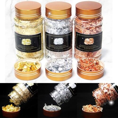 1 Bottle Gold Leaf Flakes Resin Filler Gold Silver Confetti Filling For DIY Epoxy Resin Craft Nail Art Foil Paper Jewelry Making