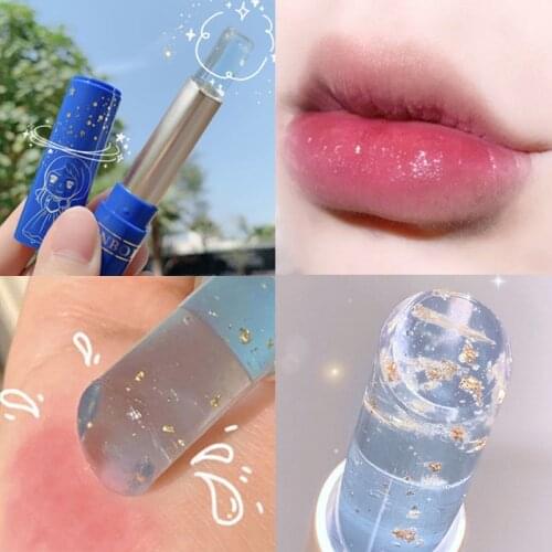 1pcs Gold Foil Jelly Lip Balm Temperature Changing Color Nourishing Makeup Lipstick Long-lasting Moisturizer Lip Care Balm