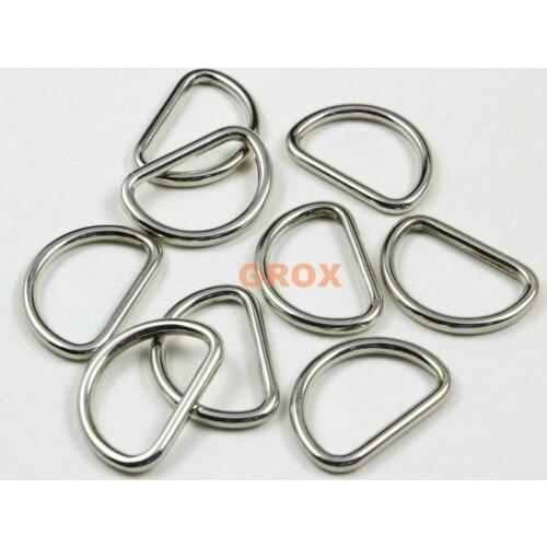 100 Pieces 24.5mm Nickel Color Welded Metal D Ring Purse Bag Dee Ring