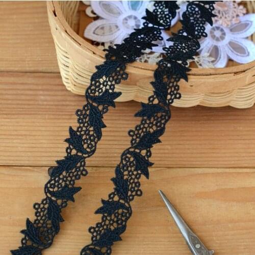 3 Meters/lot Width 1.8cm Black Embroidered Lace Ribbon for Garments Hometexile Decors DIY High Quality Lace Trim Accessories